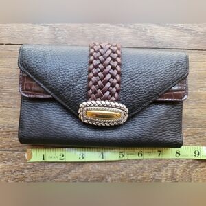Brighton Black and Brown Leather Clutch